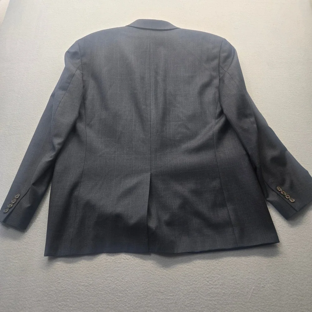 Lauren Ralph Lauren Mens 46R Wool Suit Jacket Blazer Navy Blue Glen‎ Plaid 46 R